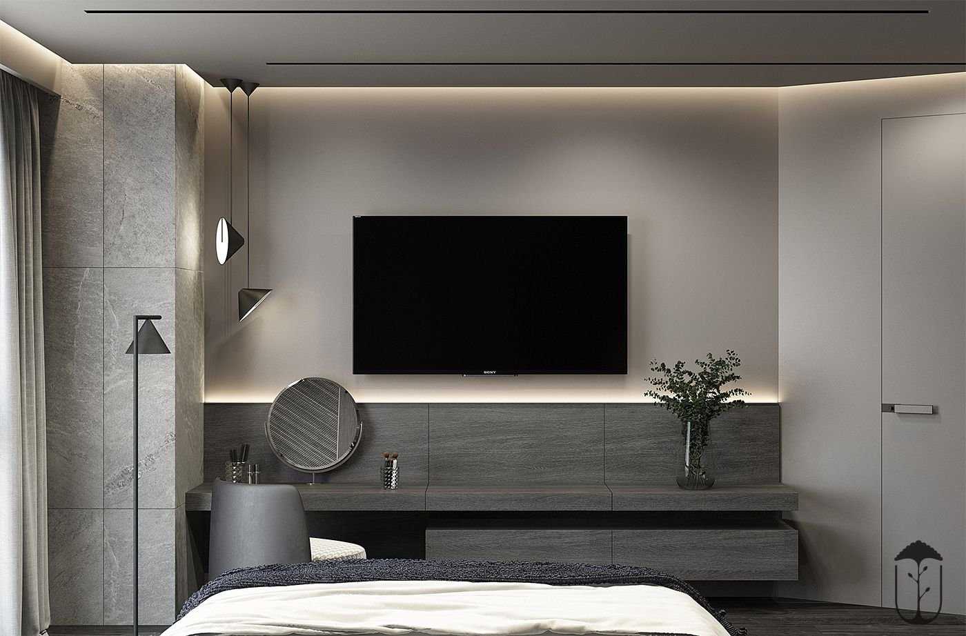 Телевизор в спальне: правила выбора, варианты размещения, высота телевизора от пола, фото дизайна