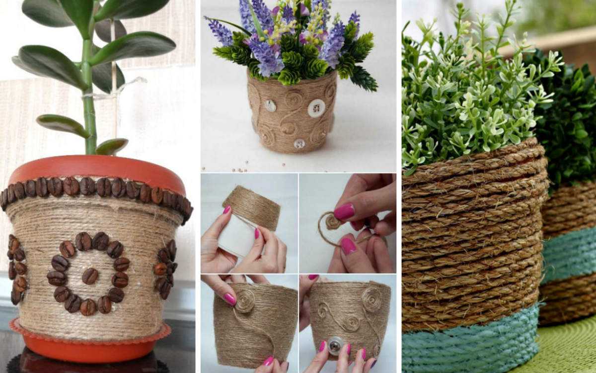 Декор цветочных горшков: как оригинально украсить интерьер с помощью подручных материалов