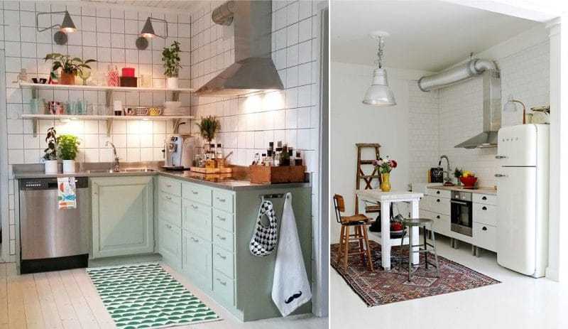 Дизайн кухни без верхних шкафов и фото различных моделей