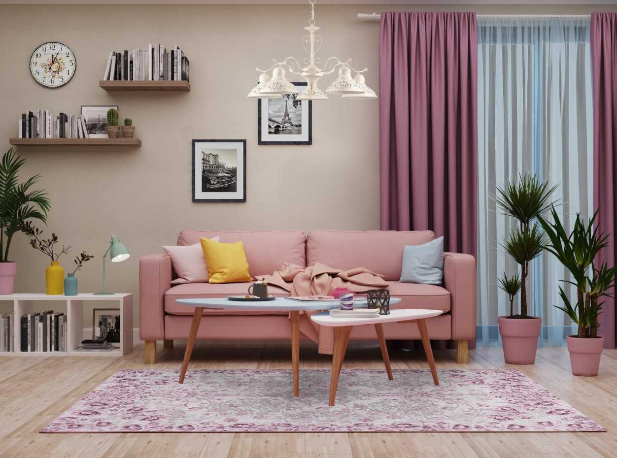 Стильная и необычная гостиная в розовом цвете, представлена в нашей статье 115 красочных фото с описанием и советами от опытных дизайнеров Новинки 2020 года