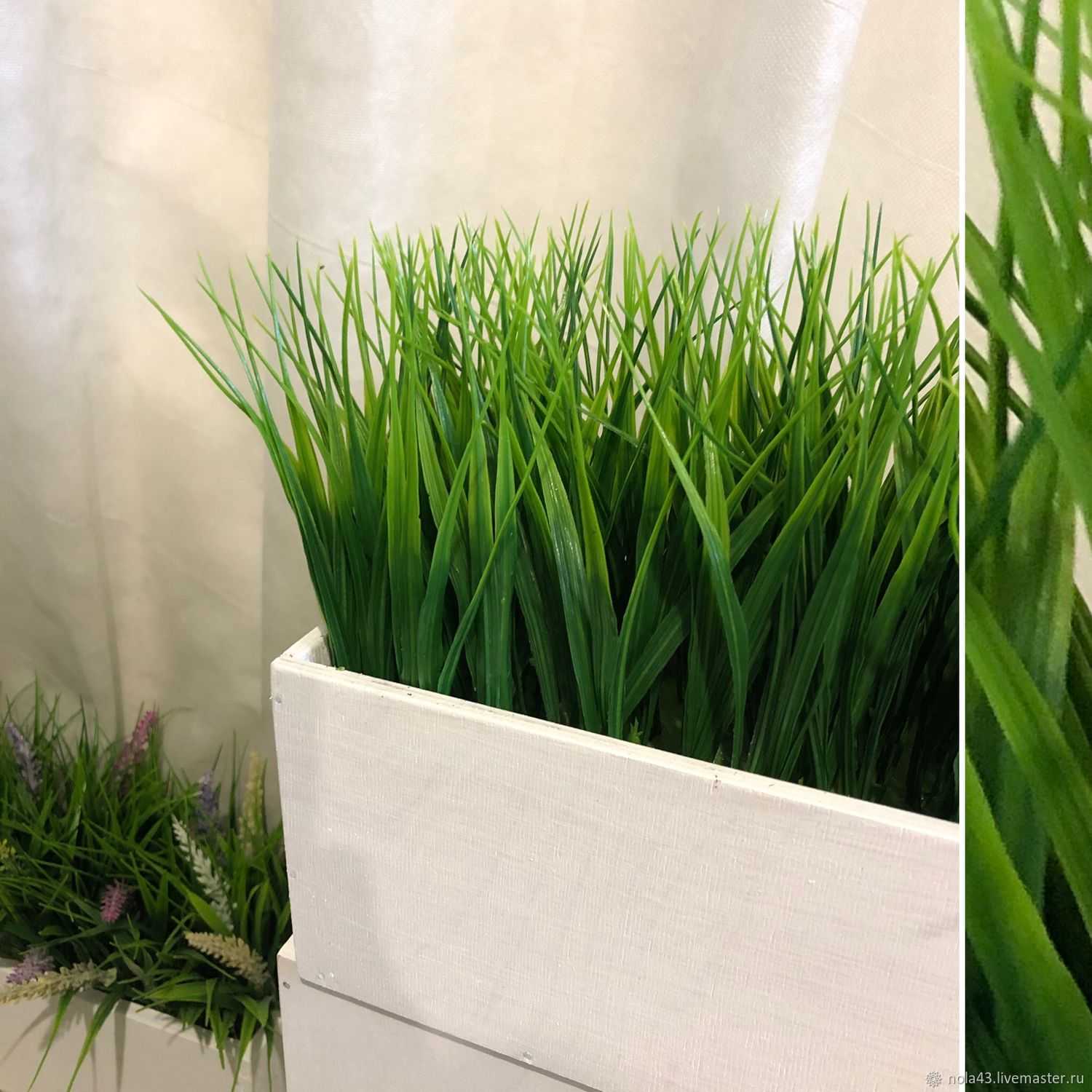 Искусственная трава в горшке, декоративная зеленая травка в горшках для интерьера квартиры и дома