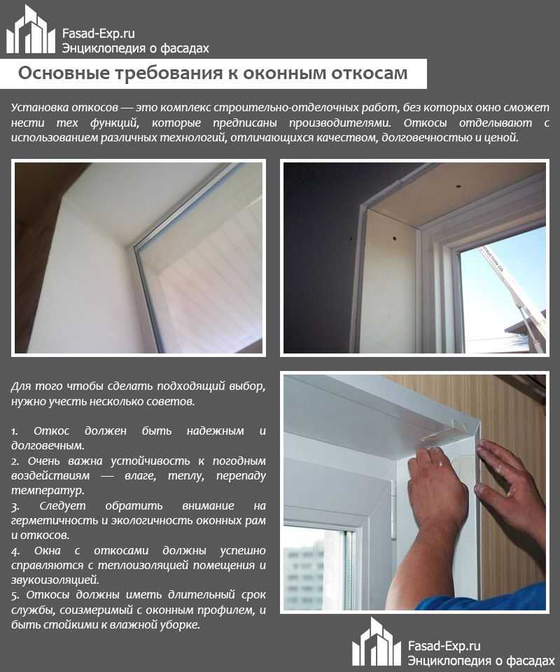 Откосы на окна внутренние и наружные - варианты отделки